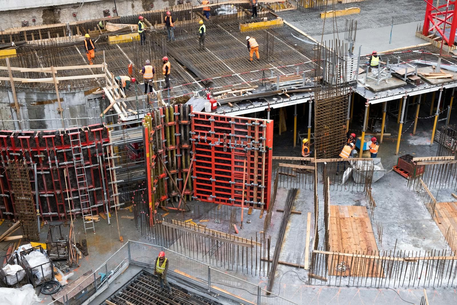Construction workers at a commercial job site
