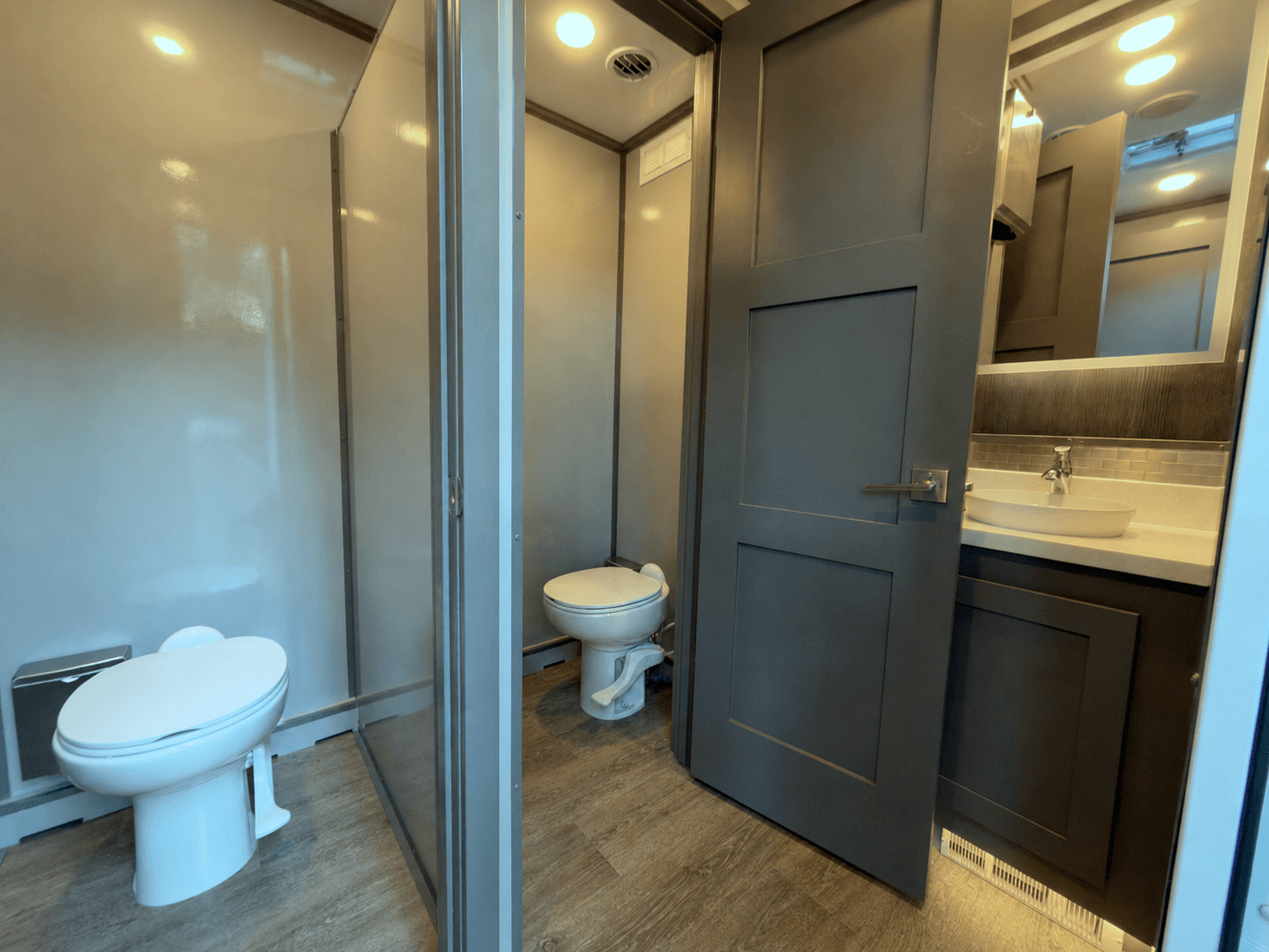 Elegant interior of the luxury restroom trailer
